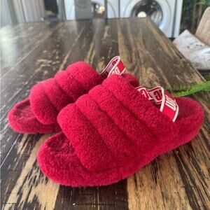 UGG - Red Fluff Yeah Slippers – Women’s Size 9 (Runs Big)